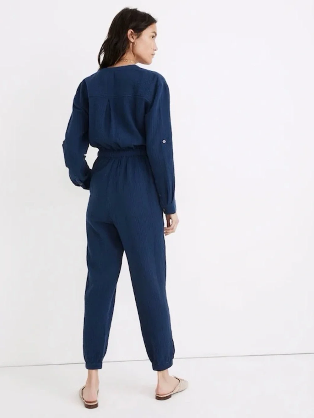NWT Madewell‎ Lightspun Tapered Leg Coastal Blue Gauze Cotton Jumpsuit